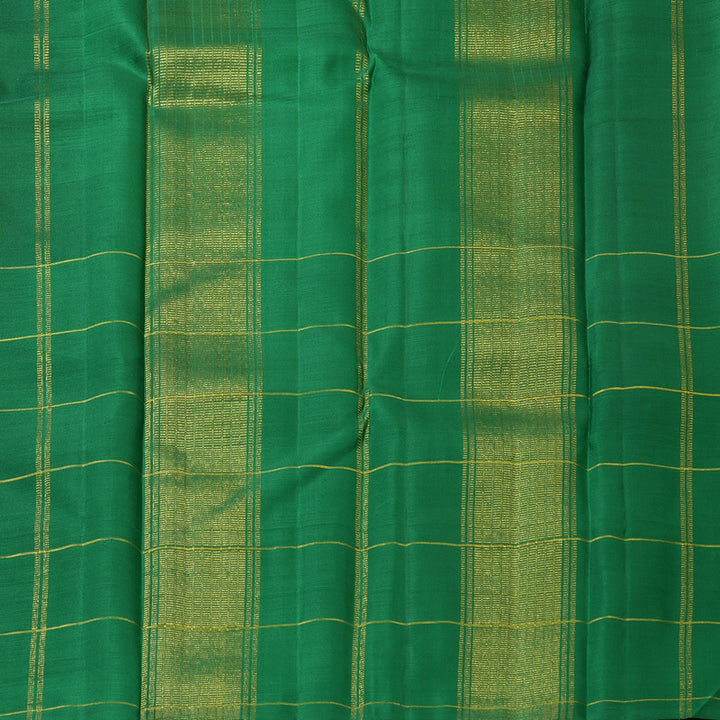 Hayagrivas Handloom Sunset Orange Kanjivaram Silk Saree with Green Border KBF156D12-1