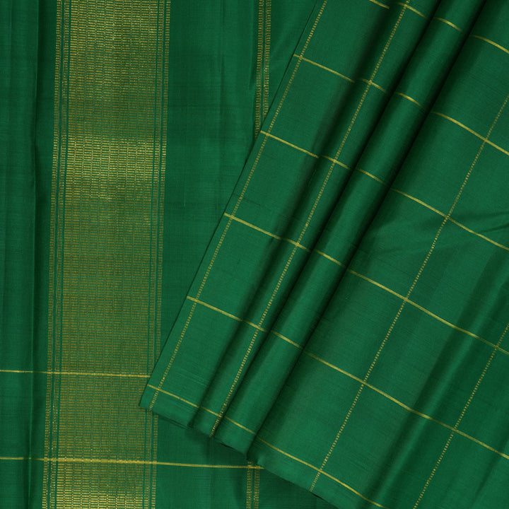 Hayagrivas Handloom Sunset Orange Kanjivaram Silk Saree with Green Border KBF156D12-1