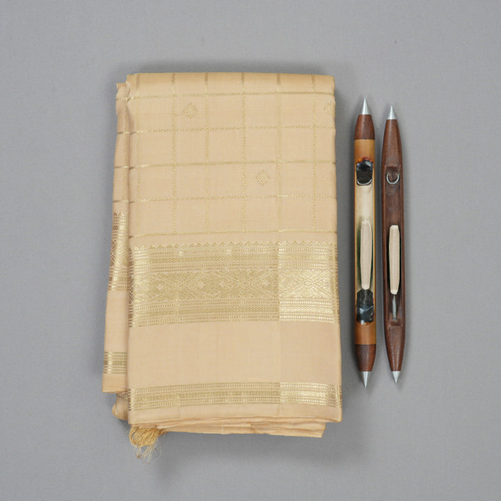 Hayagrivas Handloom Cream Kanjivaram Silk Saree KBF156D3-1