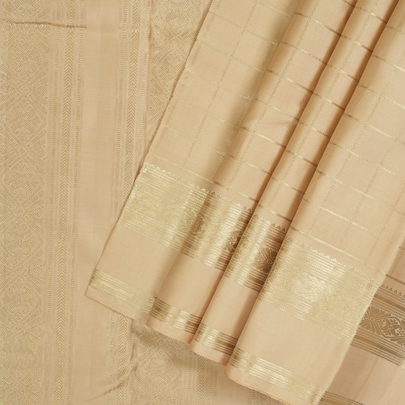 Hayagrivas Handloom Cream Kanjivaram Silk Saree KBF156D3-1