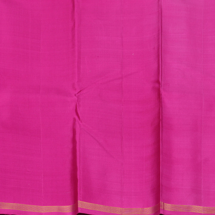 Hayagrivas Handloom Peacock Blue Kanjivaram Silk Saree with Rani Pink Border KBF157D1-1
