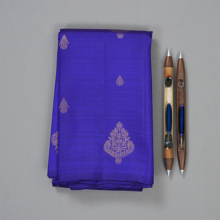 Hayagrivas Handloom Purplish-Blue Kanjivaram Silk Saree KBF157D2-1