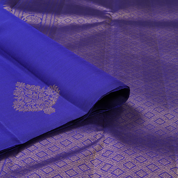 Hayagrivas Handloom Purplish-Blue Kanjivaram Silk Saree KBF157D2-1