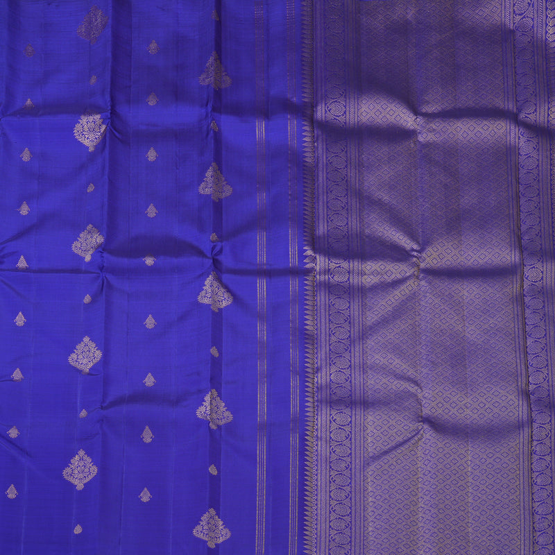 Hayagrivas Handloom Purplish-Blue Kanjivaram Silk Saree KBF157D2-1