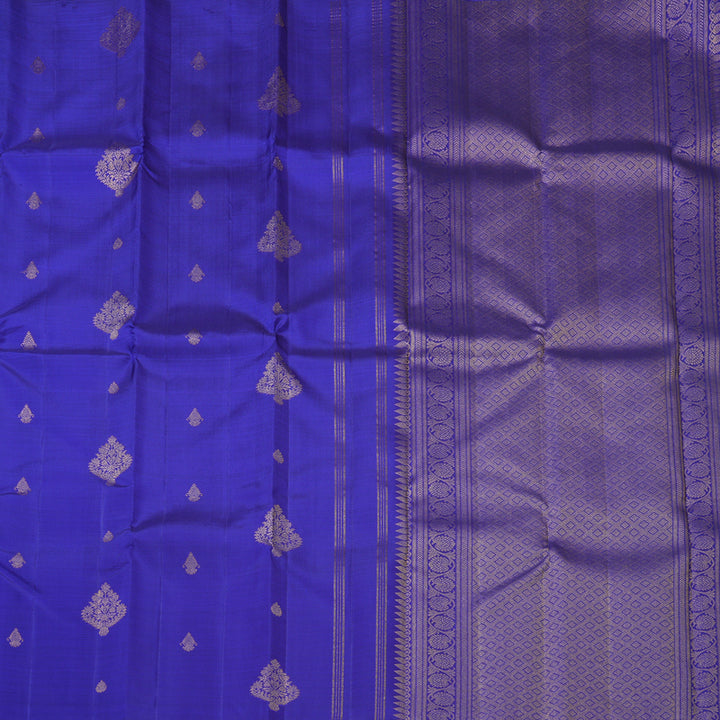 Hayagrivas Handloom Purplish-Blue Kanjivaram Silk Saree KBF157D2-1