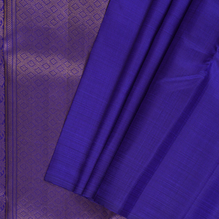 Hayagrivas Handloom Purplish-Blue Kanjivaram Silk Saree KBF157D2-1