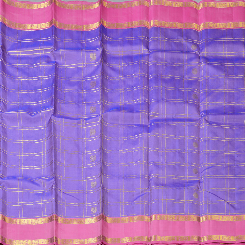 Hayagrivas Handloom Lavendar Kanjivaram Silk Saree with Rose Pink Border KBF157D3-2