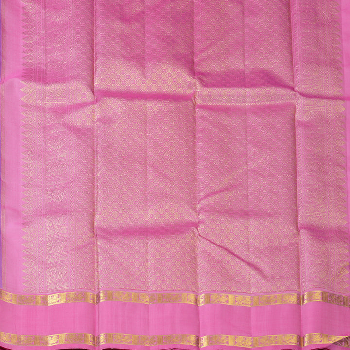 Hayagrivas Handloom Lavendar Kanjivaram Silk Saree with Rose Pink Border KBF157D3-2