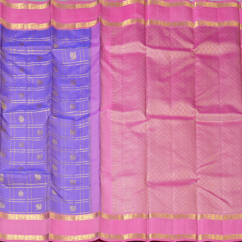 Hayagrivas Handloom Lavendar Kanjivaram Silk Saree with Rose Pink Border KBF157D3-2
