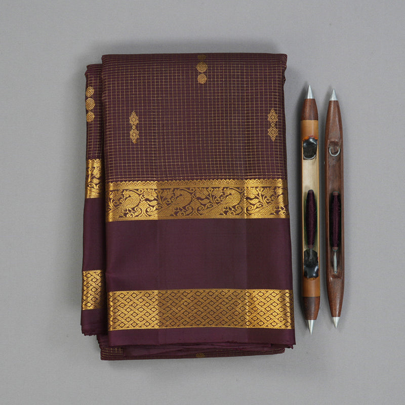 Hayagrivas Handloom Burgundy Kanjivaram Silk Saree KBF157D5-1