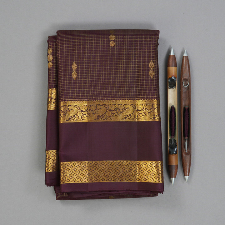 Hayagrivas Handloom Burgundy Kanjivaram Silk Saree KBF157D5-1