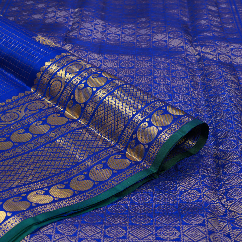 Hayagrivas Handloom MS Blue Kanjivaram Silk Saree KBF157D7-1