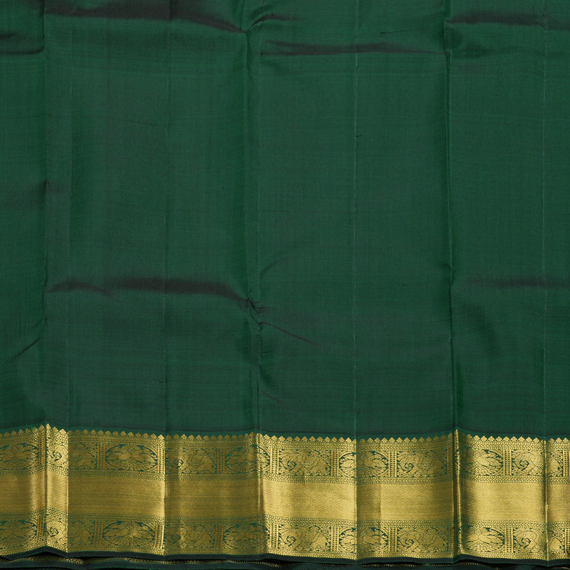 Hayagrivas Handloom Rust Orange Kanjivaram Silk Saree with Bottle Green Border KBF157D8-2