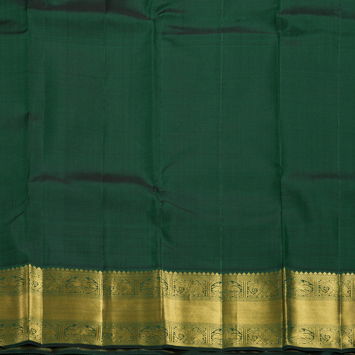 Hayagrivas Handloom Rust Orange Kanjivaram Silk Saree with Bottle Green Border KBF157D8-2