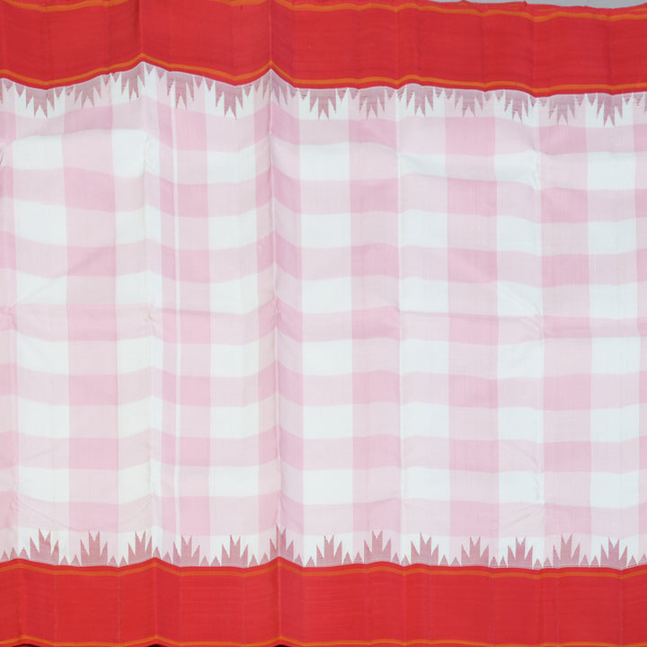 Hayagrivas Handloom Baby Pink & White Checks Kanjivaram Silk Saree KBF159D1-1