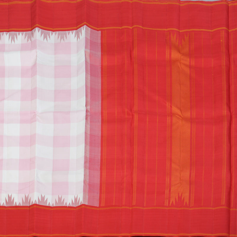 Hayagrivas Handloom Baby Pink & White Checks Kanjivaram Silk Saree KBF159D1-1
