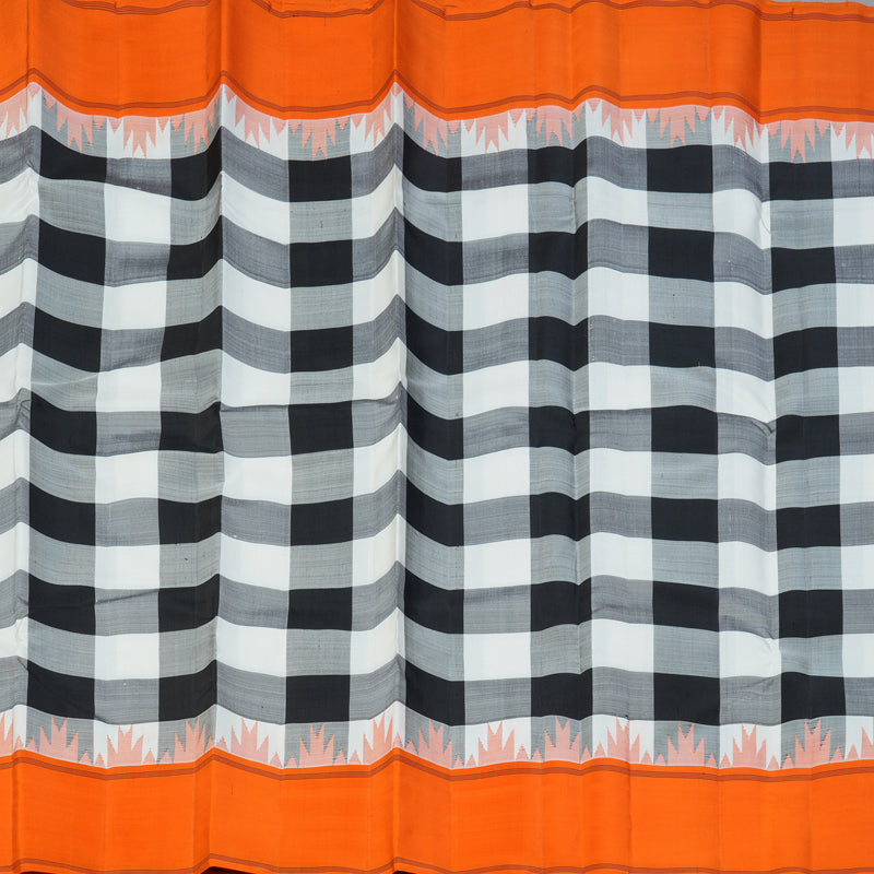 Hayagrivas Handloom Black & White Checks Kanjivaram Silk Saree KBF159D1-2