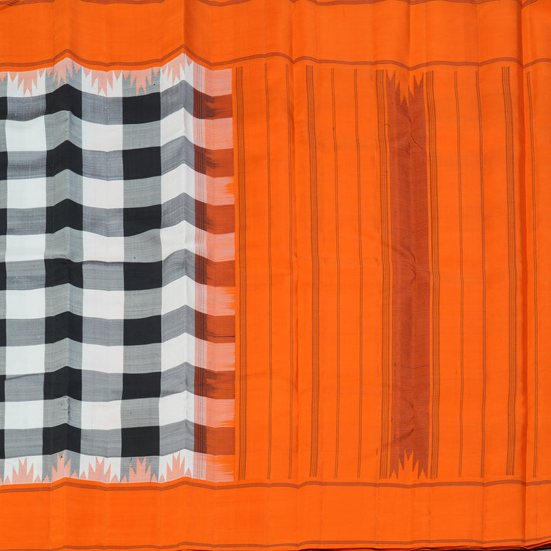 Hayagrivas Handloom Black & White Checks Kanjivaram Silk Saree KBF159D1-2