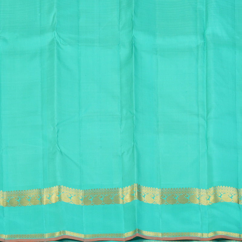 Hayagrivas Handloom Lemon Yellow Kanjivaram Silk Saree with Bright Teal Border KBF159D2-1