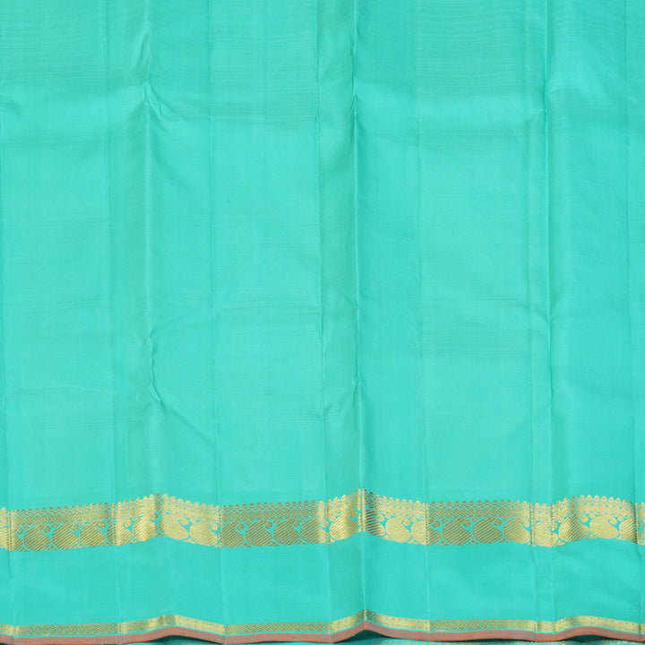 Hayagrivas Handloom Lemon Yellow Kanjivaram Silk Saree with Bright Teal Border KBF159D2-1
