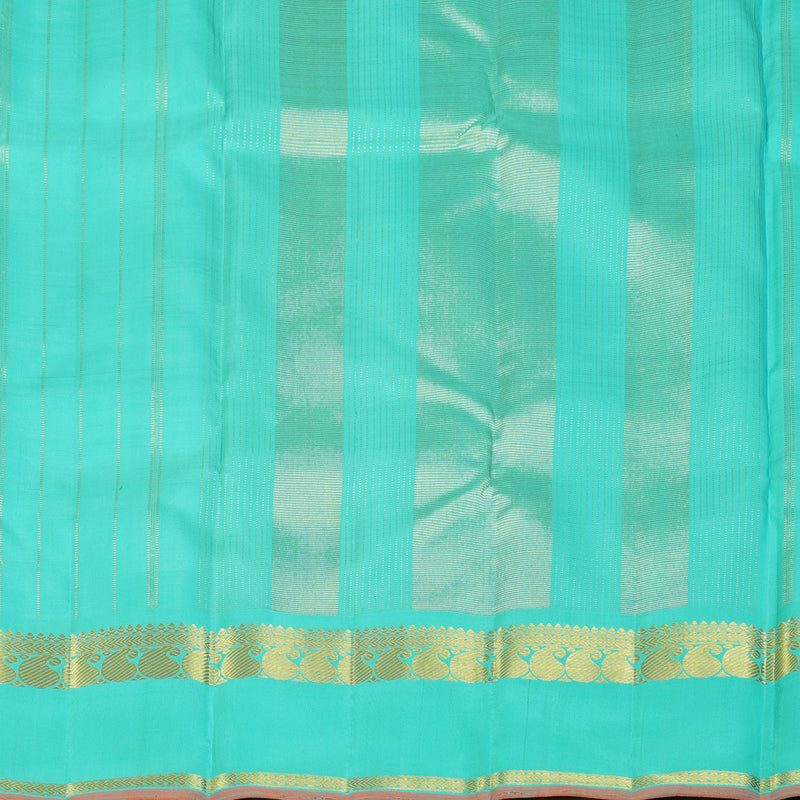 Hayagrivas Handloom Lemon Yellow Kanjivaram Silk Saree with Bright Teal Border KBF159D2-1