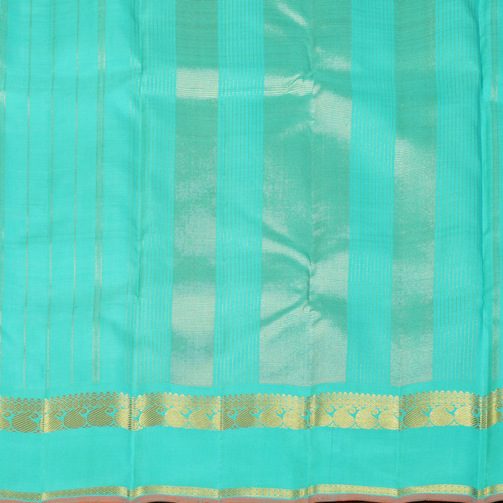 Hayagrivas Handloom Lemon Yellow Kanjivaram Silk Saree with Bright Teal Border KBF159D2-1