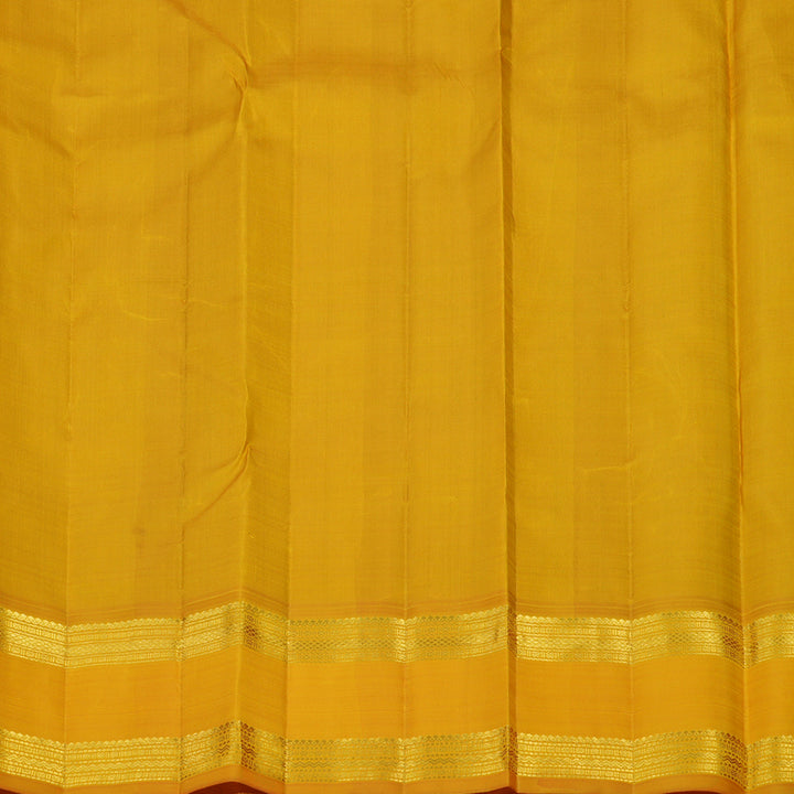 Hayagrivas Handloom MS Blue Kanjivaram Silk Saree with Mango Yellow Border KBF15D1-2