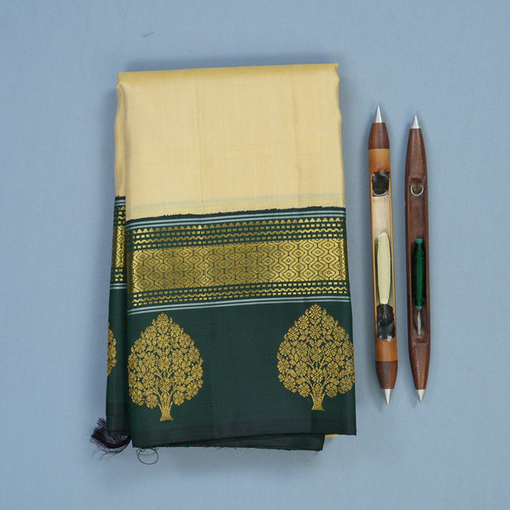 Hayagrivas Handloom Sandal Kanjivaram Silk Saree with Peacock Green Border KBF15D1-3