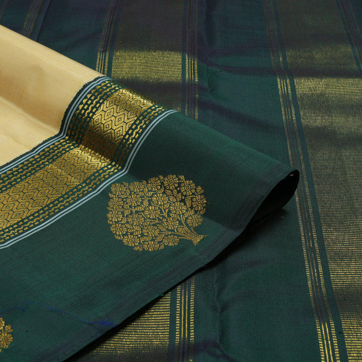 Hayagrivas Handloom Sandal Kanjivaram Silk Saree with Peacock Green Border KBF15D1-3