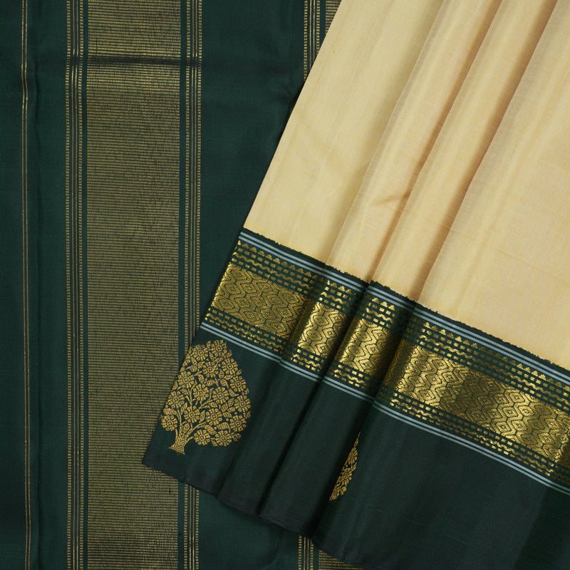 Hayagrivas Handloom Sandal Kanjivaram Silk Saree with Peacock Green Border KBF15D1-3