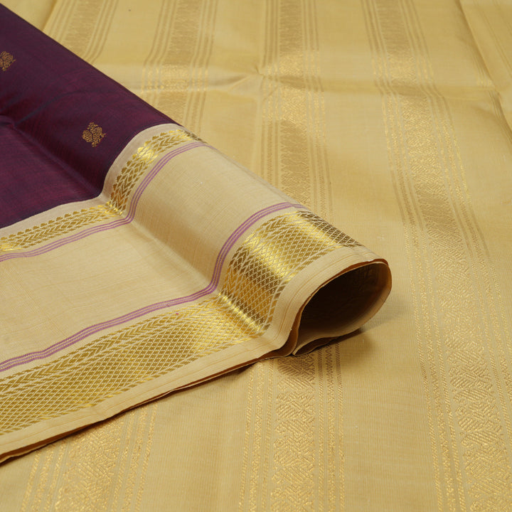 Hayagrivas Handloom Wine Kanjivaram Silk Saree with Sandal Border KBF15D1-4