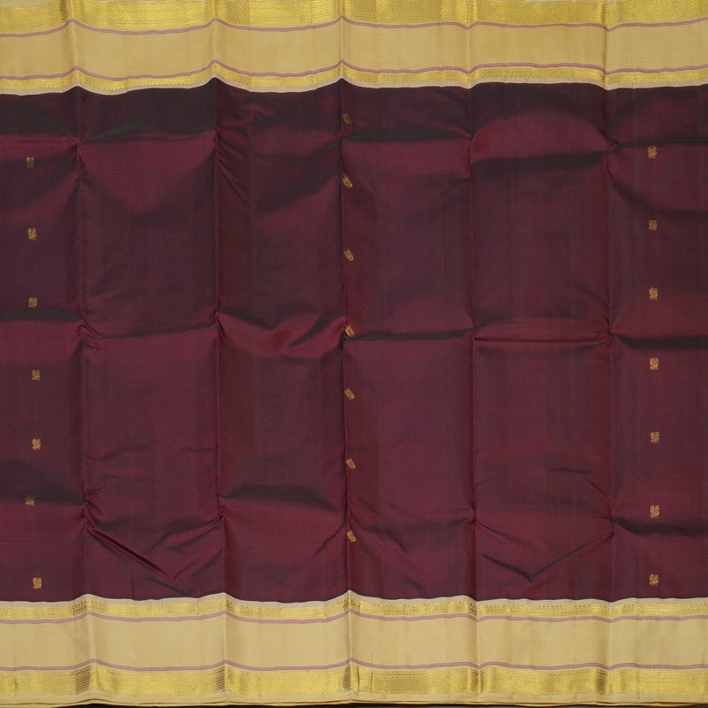 Hayagrivas Handloom Wine Kanjivaram Silk Saree with Sandal Border KBF15D1-4