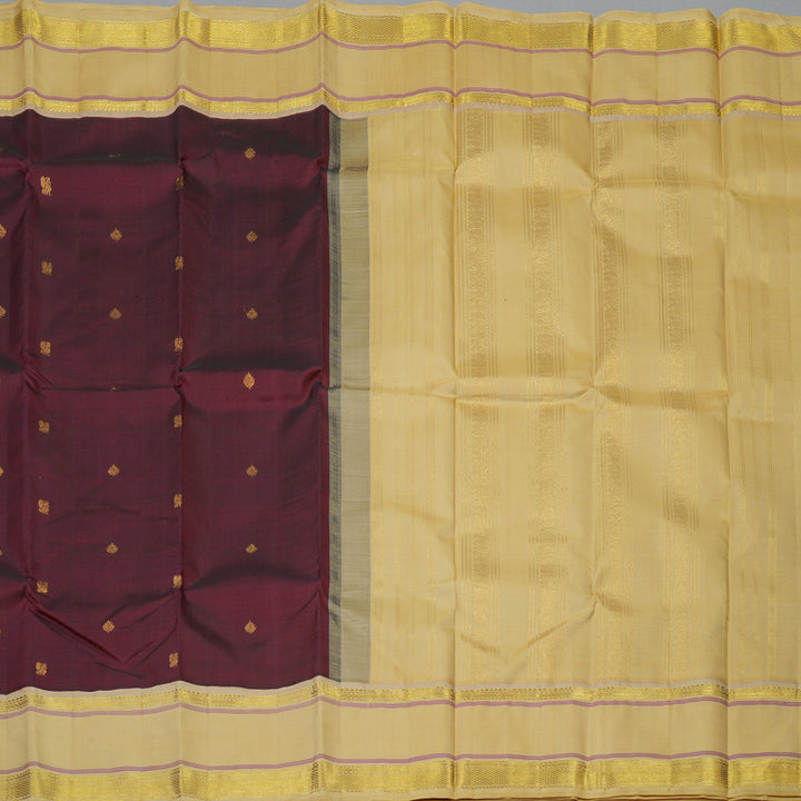 Hayagrivas Handloom Wine Kanjivaram Silk Saree with Sandal Border KBF15D1-4