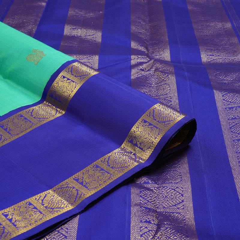 Hayagrivas Handloom Rexona Green Kanjivaram Silk Saree with MS Blue Border KBF15D1-6