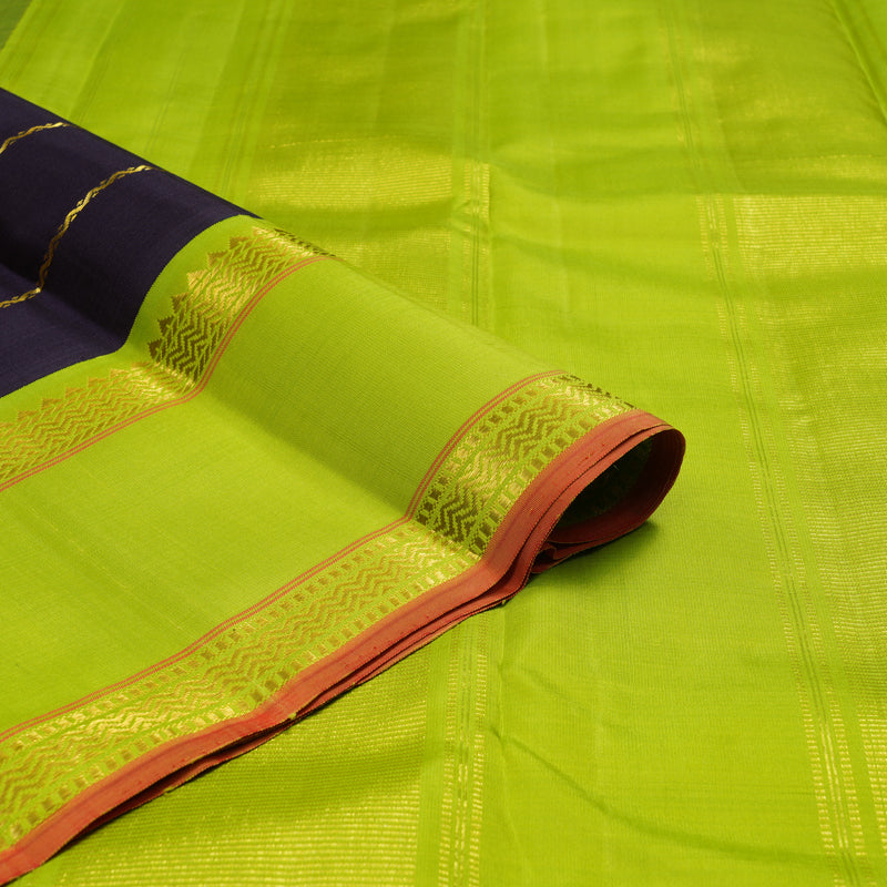 Hayagrivas Handloom Karum Neelam Kanjivaram Silk Saree with Neon Green Border KBF15D2-1