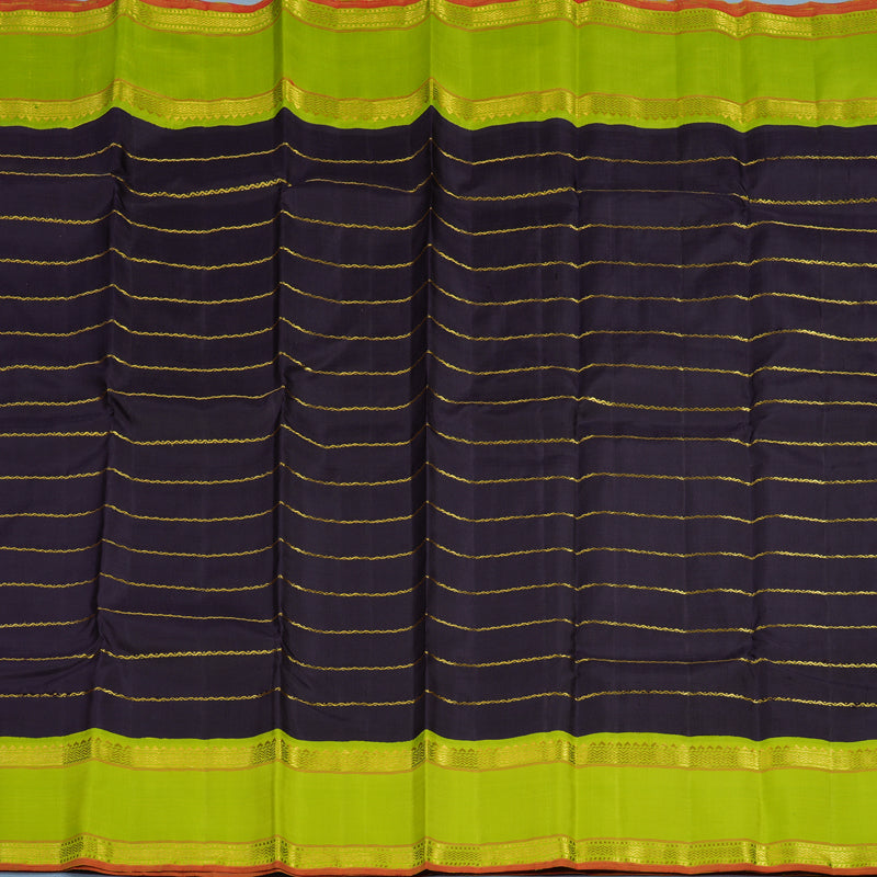Hayagrivas Handloom Karum Neelam Kanjivaram Silk Saree with Neon Green Border KBF15D2-1