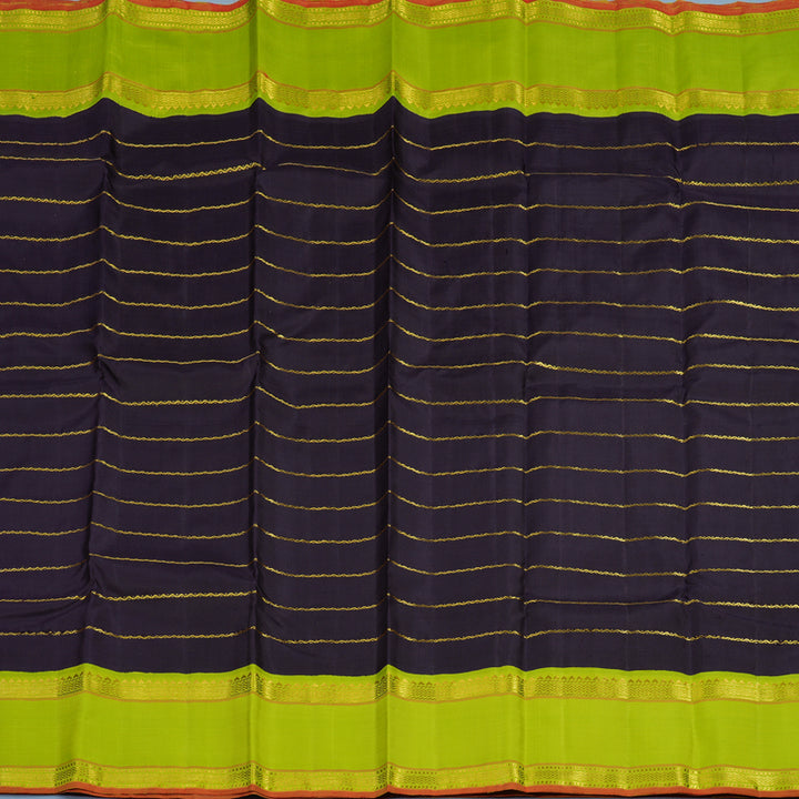 Hayagrivas Handloom Karum Neelam Kanjivaram Silk Saree with Neon Green Border KBF15D2-1