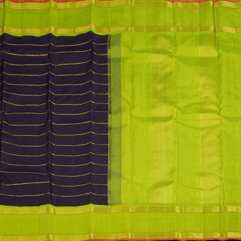 Hayagrivas Handloom Karum Neelam Kanjivaram Silk Saree with Neon Green Border KBF15D2-1