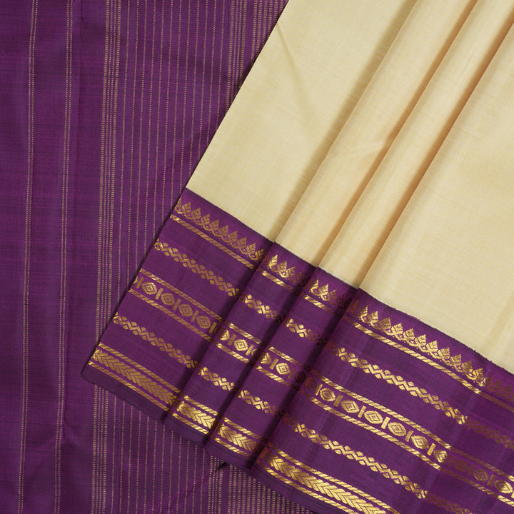 Hayagrivas Handloom Sandal Kanjivaram Silk Saree with Purple Border KBF15D4-1
