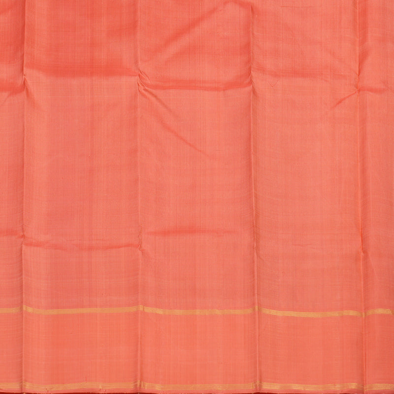 Hayagrivas Handloom Red & Pink Checks Kanjivaram Silk Saree with Peach Pink Border KBF15D5-1