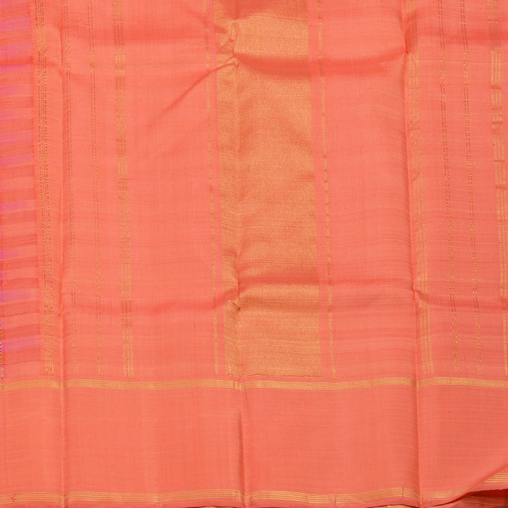 Hayagrivas Handloom Red & Pink Checks Kanjivaram Silk Saree with Peach Pink Border KBF15D5-1