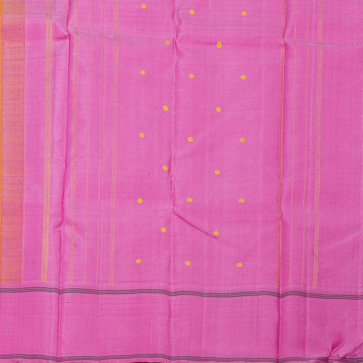 Hayagrivas Handloom Yellow Kanjivaram Silk Saree with Onion Pink Border KBF15D7-1