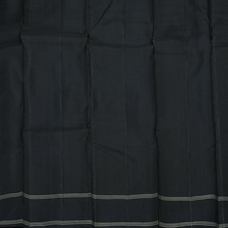 Hayagrivas Handloom Milk-White Kanjivaram Silk Saree with Grey Border KBF15D7-2