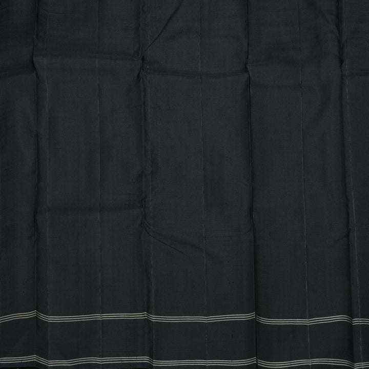 Hayagrivas Handloom Milk-White Kanjivaram Silk Saree with Grey Border KBF15D7-2