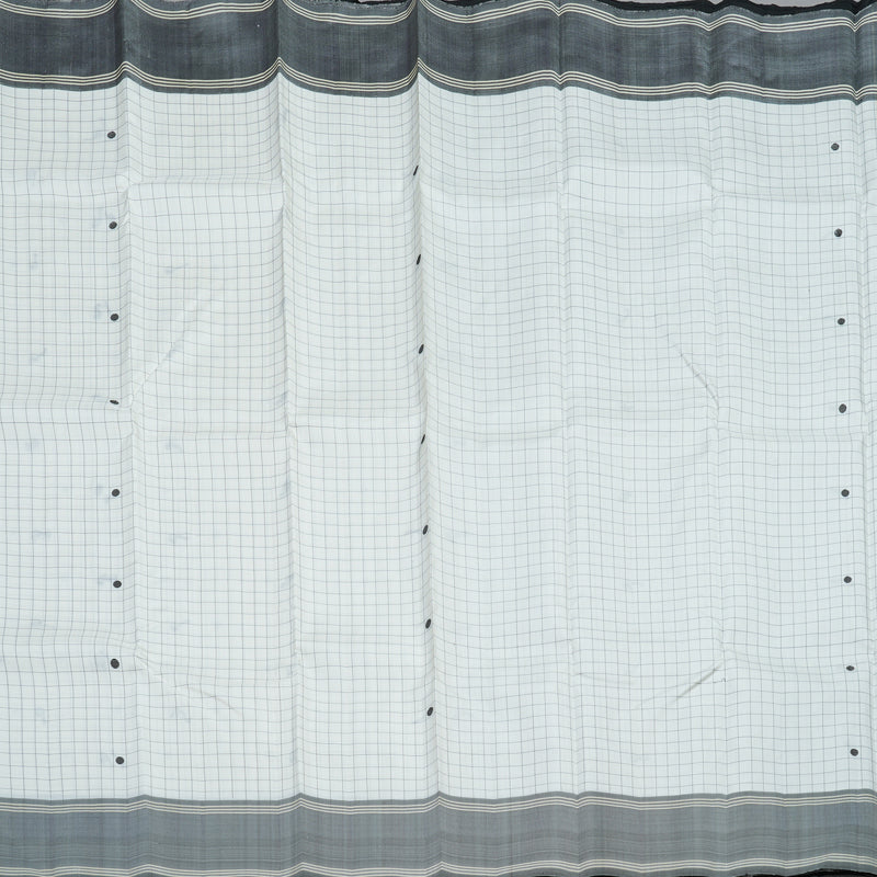 Hayagrivas Handloom Milk-White Kanjivaram Silk Saree with Grey Border KBF15D7-2