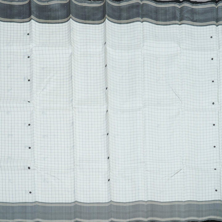 Hayagrivas Handloom Milk-White Kanjivaram Silk Saree with Grey Border KBF15D7-2