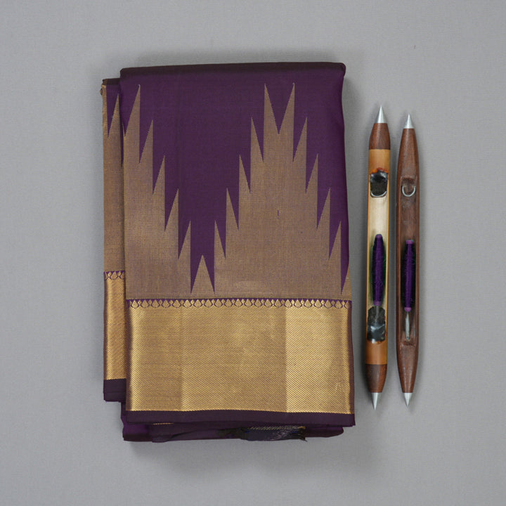 Hayagrivas Handloom Purple Kanjivaram Silk Saree KBF160D2-1