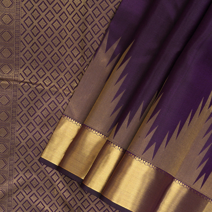 Hayagrivas Handloom Purple Kanjivaram Silk Saree KBF160D2-1