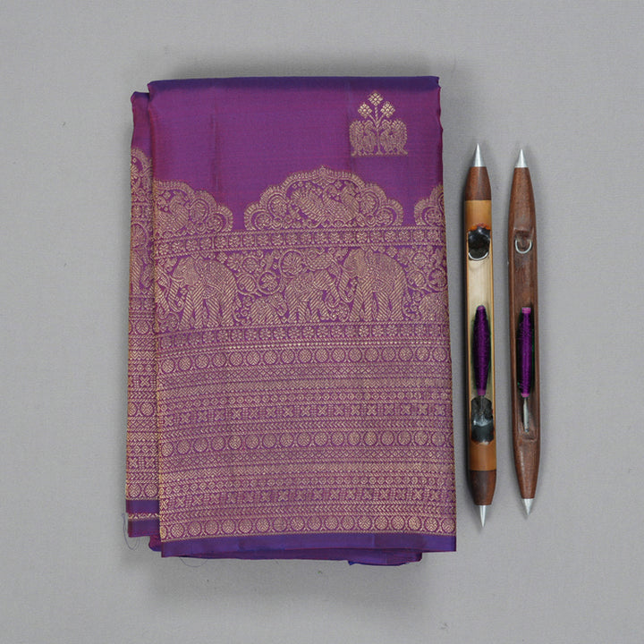 Hayagrivas Handloom Purple Kanjivaram Silk Saree KBF160D4-1
