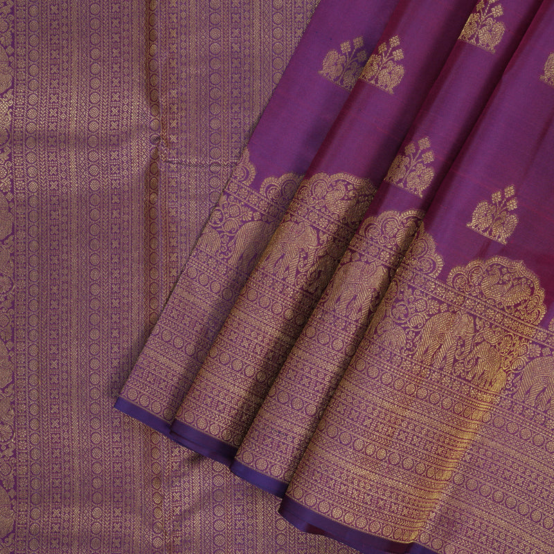 Hayagrivas Handloom Purple Kanjivaram Silk Saree KBF160D4-1